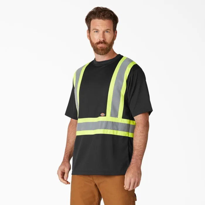 Hi Vis Safety Short Sleeve TShirt Black Black bk Men Dickies Hi Vis