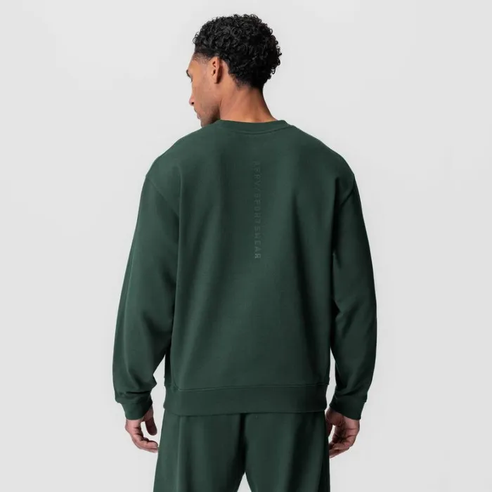 Hoodies and Sweatshirts Men ASRV Herringbone Terry Crewneck Forest Green