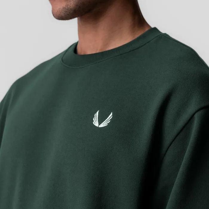 Hoodies and Sweatshirts Men ASRV Herringbone Terry Crewneck Forest Green