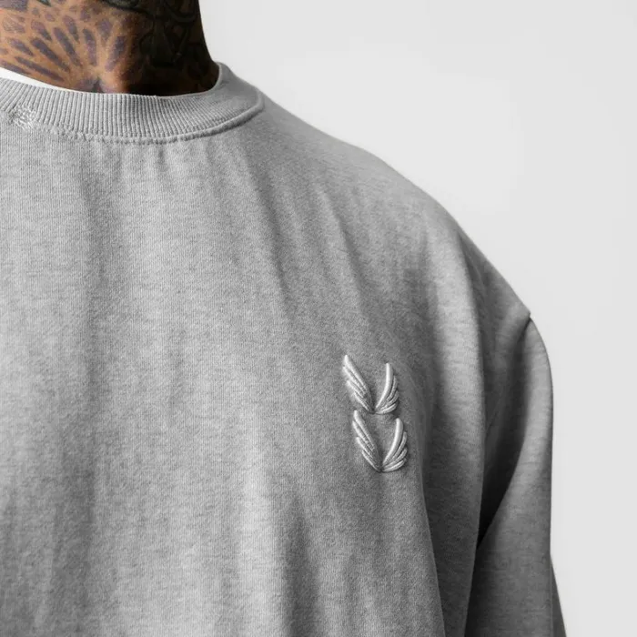 Hoodies and Sweatshirts Men ASRV Tech Essential Distressed Crewneck Heather Grey