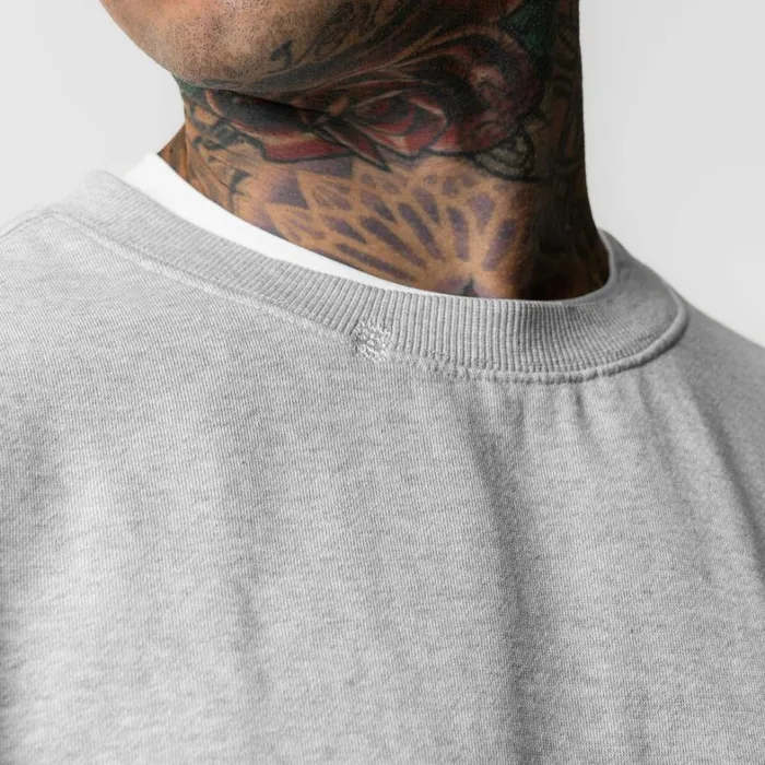 Hoodies and Sweatshirts Men ASRV Tech Essential Distressed Crewneck Heather Grey