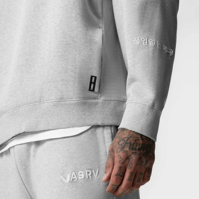 Hoodies and Sweatshirts Men ASRV Tech Essential Distressed Crewneck Heather Grey
