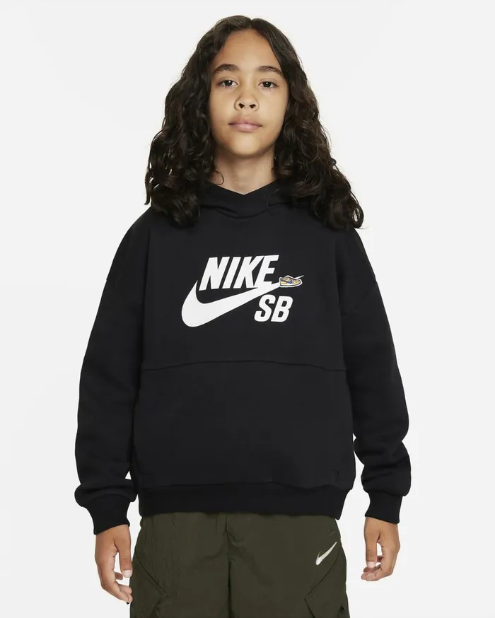 Hoodies And Sweatshirts Kids Nike SB Icon Fleece EasyOn Blackwhite