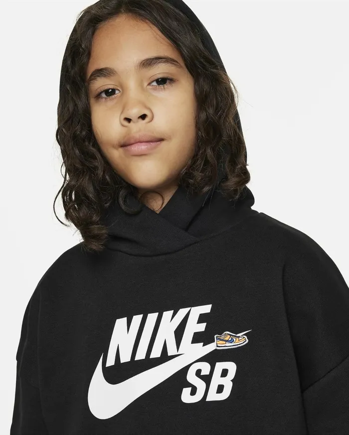 Hoodies And Sweatshirts Kids Nike SB Icon Fleece EasyOn Blackwhite