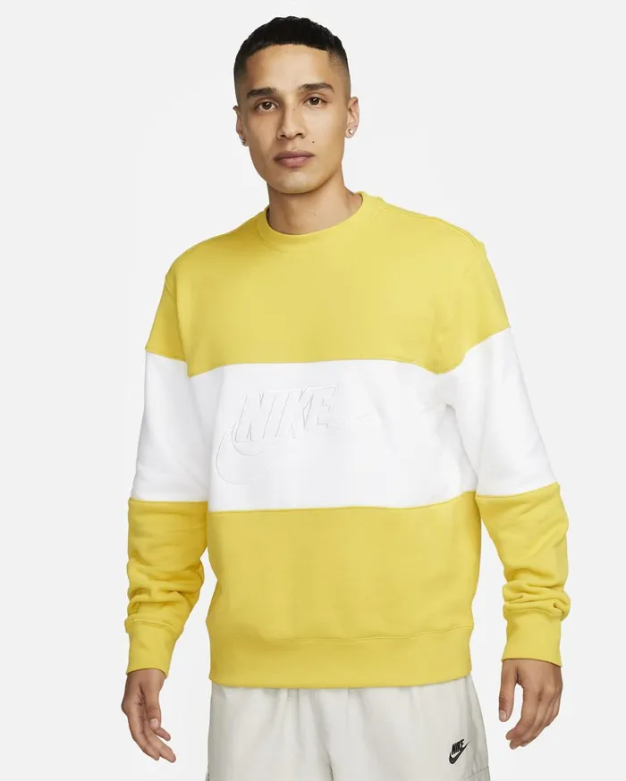 Hoodies And Sweatshirts Men Nike Club Vivid Sulphurwhite