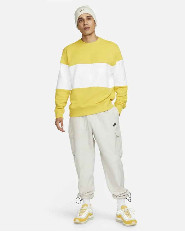 Hoodies And Sweatshirts Men Nike Club Vivid Sulphurwhite