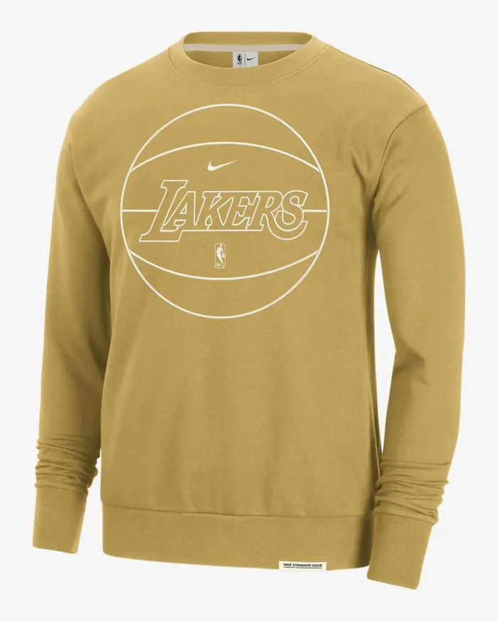 Hoodies And Sweatshirts Men Nike Los Angeles Lakers Standard Issue Wheat Goldpale Ivorypale Ivory