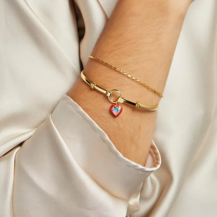 Iconic Women Alex And Ani Crystal Heart Clip Bangle Gold