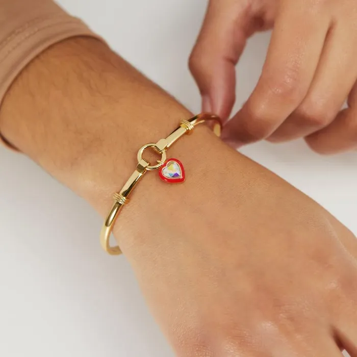 Iconic Women Alex And Ani Crystal Heart Clip Bangle Gold