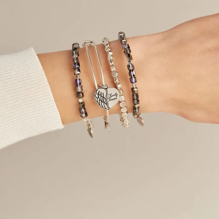 Iconic Women Alex And Ani Family Forever039 Angel Wing Heart Charm Bangle Rafaelian Silver