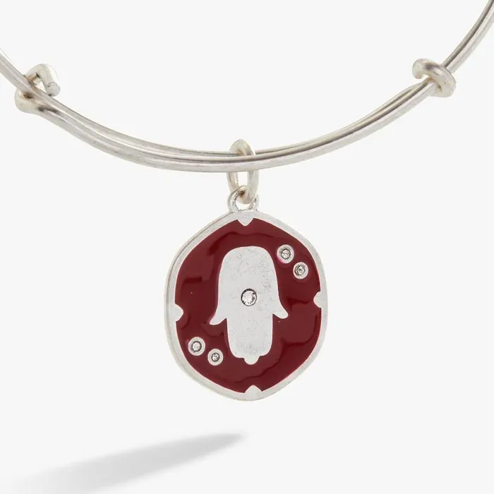 Iconic Women Alex And Ani Glass Crystal Hamsa Charm Bangle Antique Silver