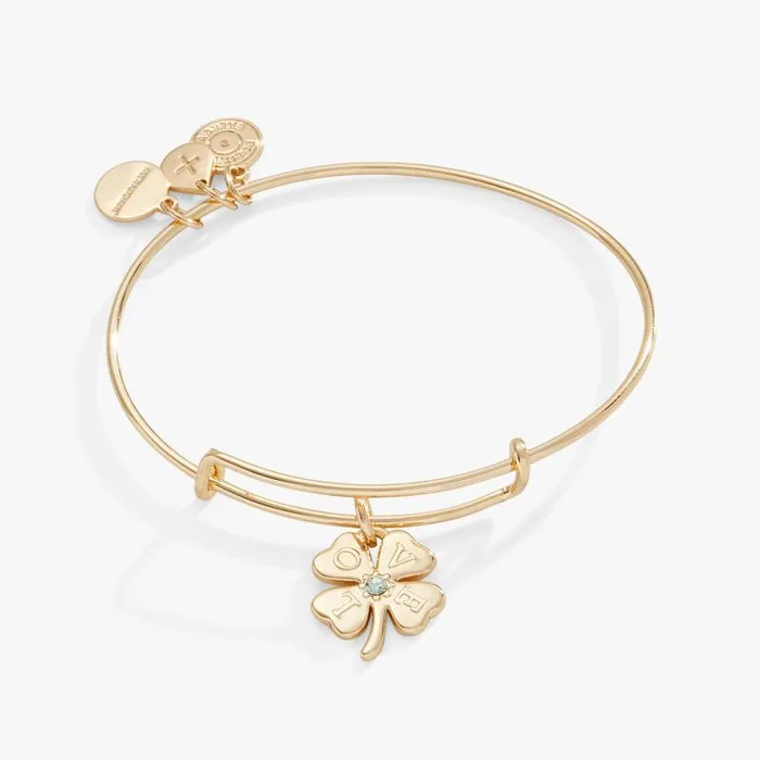 Iconic Women Alex And Ani Love039 Clover Charm Bangle Bracelet Gold