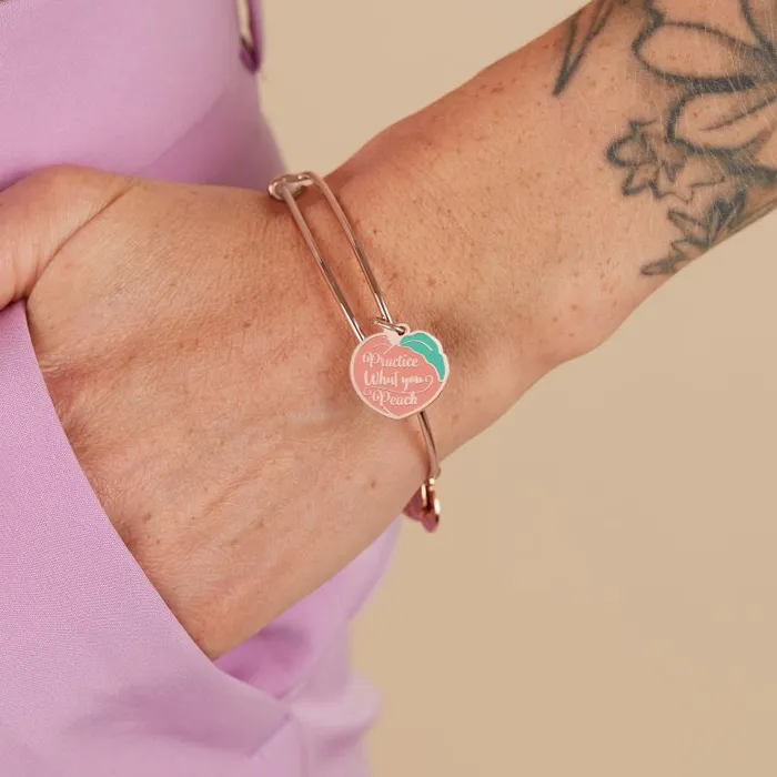 Iconic Women Alex And Ani Practice What You Peach039 Charm Bangle Shiny Rose Gold