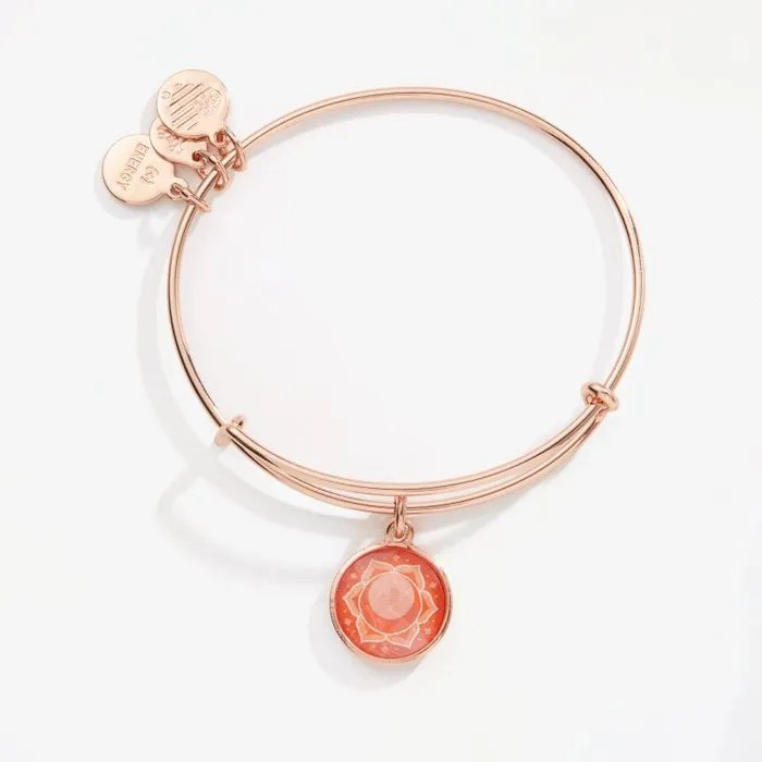 Iconic Women Alex And Ani Sacral Chakra Charm Bangle Bracelet Shiny Rose Gold