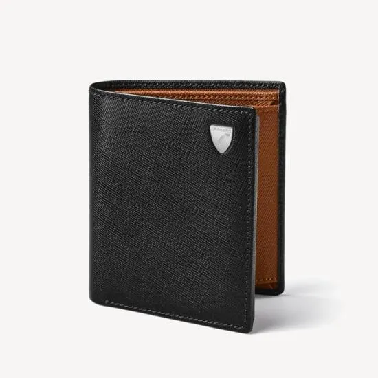 ID and Coin RFID Wallet Black and Tan Saffiano Men Aspinal Of London Billfold Wallets