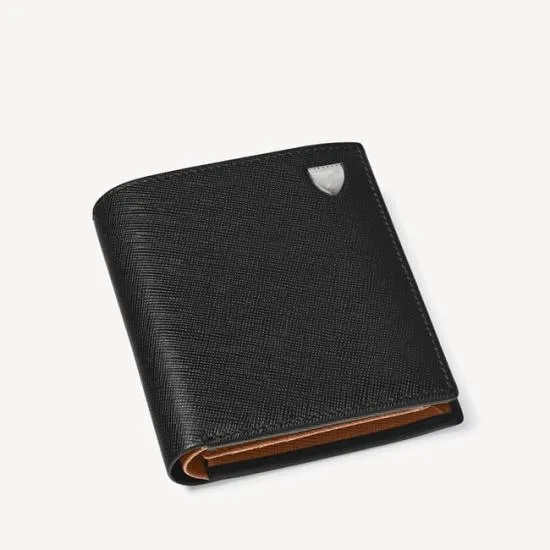 ID and Coin RFID Wallet Black and Tan Saffiano Men Aspinal Of London Billfold Wallets