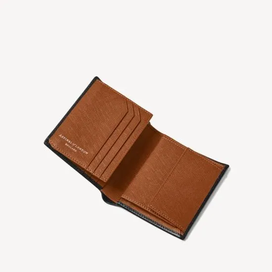 ID and Coin RFID Wallet Black and Tan Saffiano Men Aspinal Of London Billfold Wallets