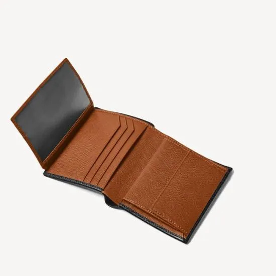ID and Coin RFID Wallet Black and Tan Saffiano Men Aspinal Of London Billfold Wallets