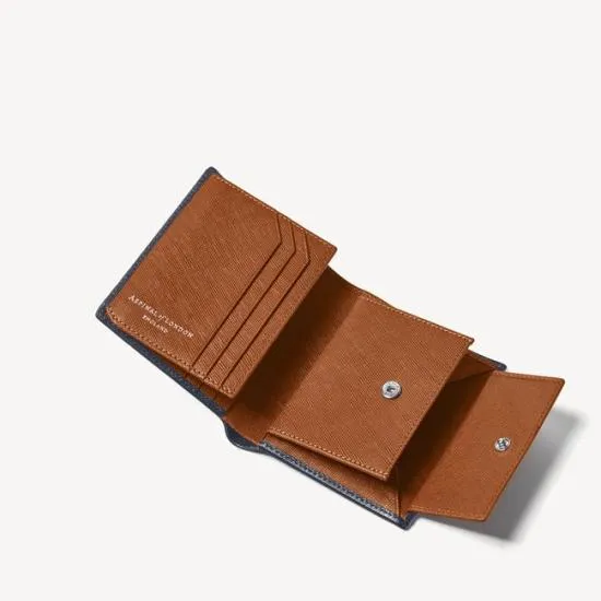 ID and Coin RFID Wallet Black and Tan Saffiano Men Aspinal Of London Billfold Wallets