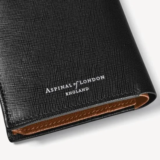 ID and Coin RFID Wallet Black and Tan Saffiano Men Aspinal Of London Billfold Wallets