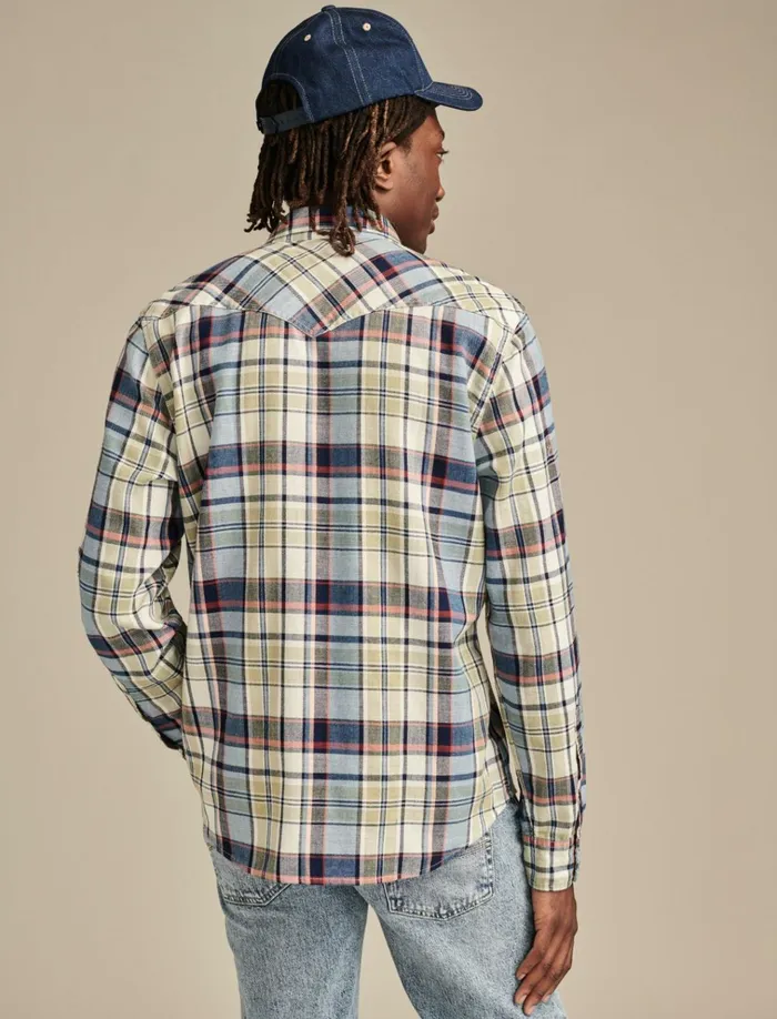 Indigo Plaid Western Long Sleeve Shirt Multi Men Lucky Brand Shirts and Tops