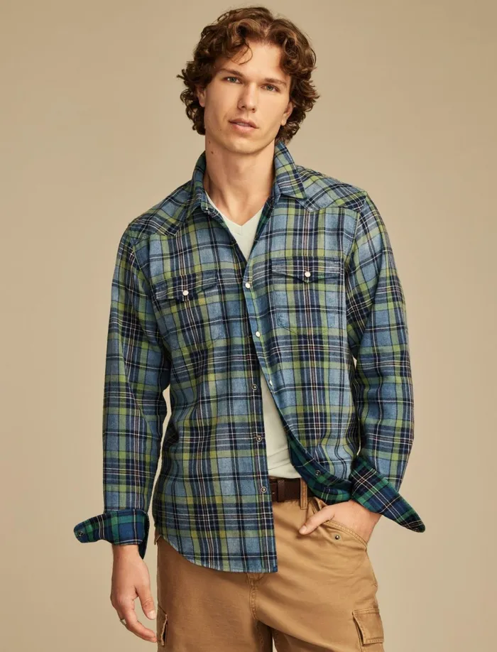 Indigo Twill Long Sleeve Masa Western Shirt Blue Multi Men Lucky Brand ButtonDowns