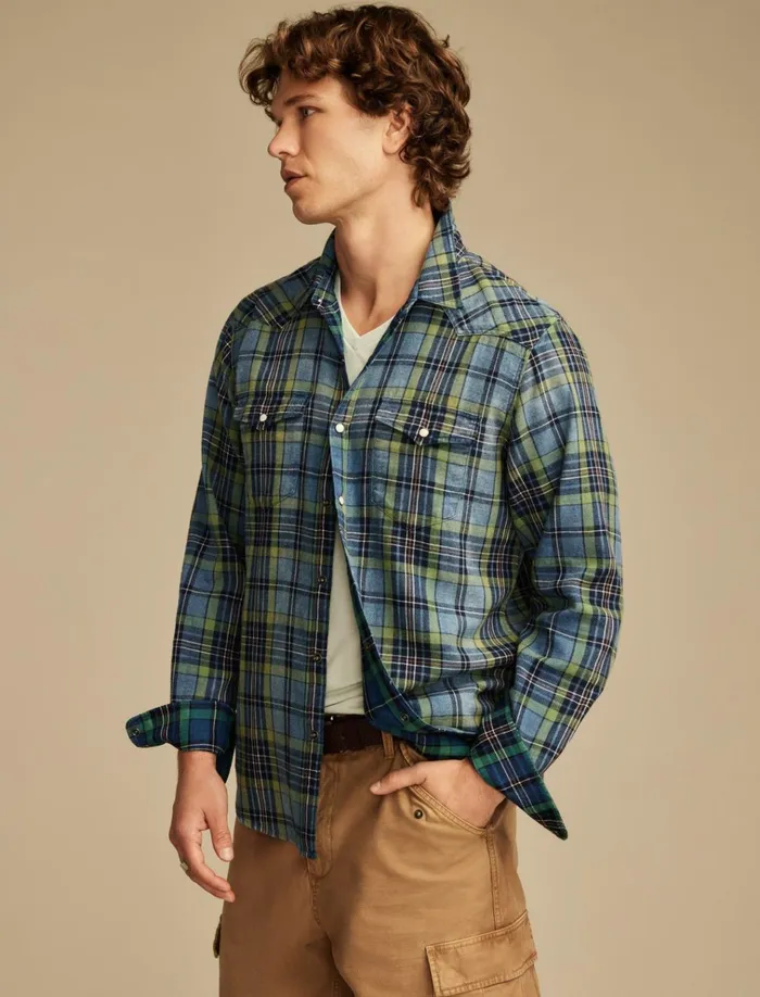 Indigo Twill Long Sleeve Masa Western Shirt Blue Multi Men Lucky Brand ButtonDowns