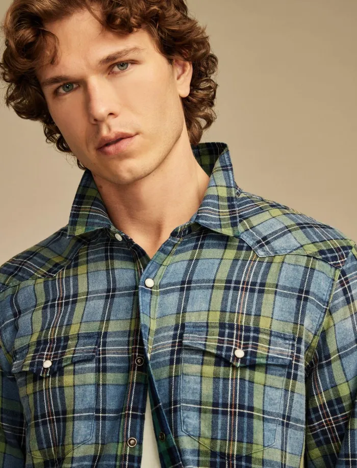 Indigo Twill Long Sleeve Masa Western Shirt Blue Multi Men Lucky Brand ButtonDowns