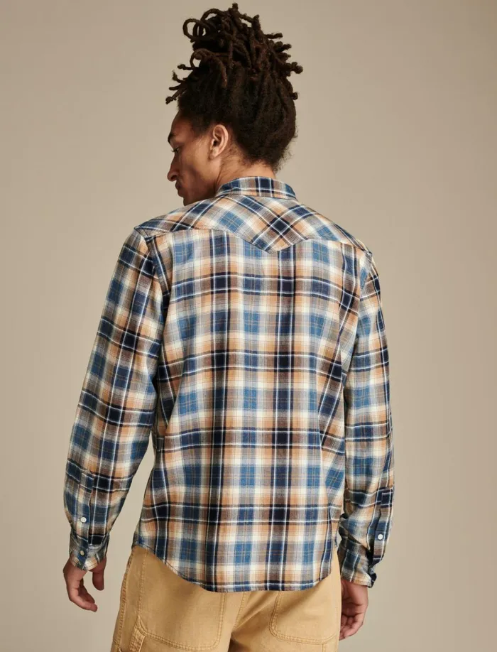 Indigo Western Shirt Indigo Blue Plaid Men Lucky Brand Shirts and Tops