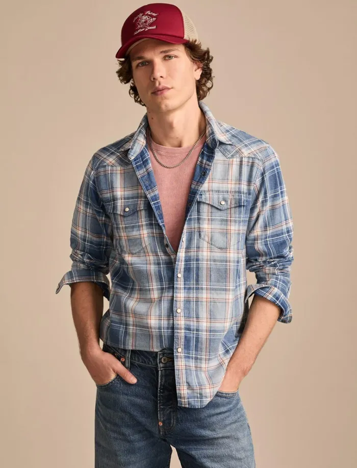 Indigo Western Shirt Light Indigo Men Lucky Brand Shirts and Tops