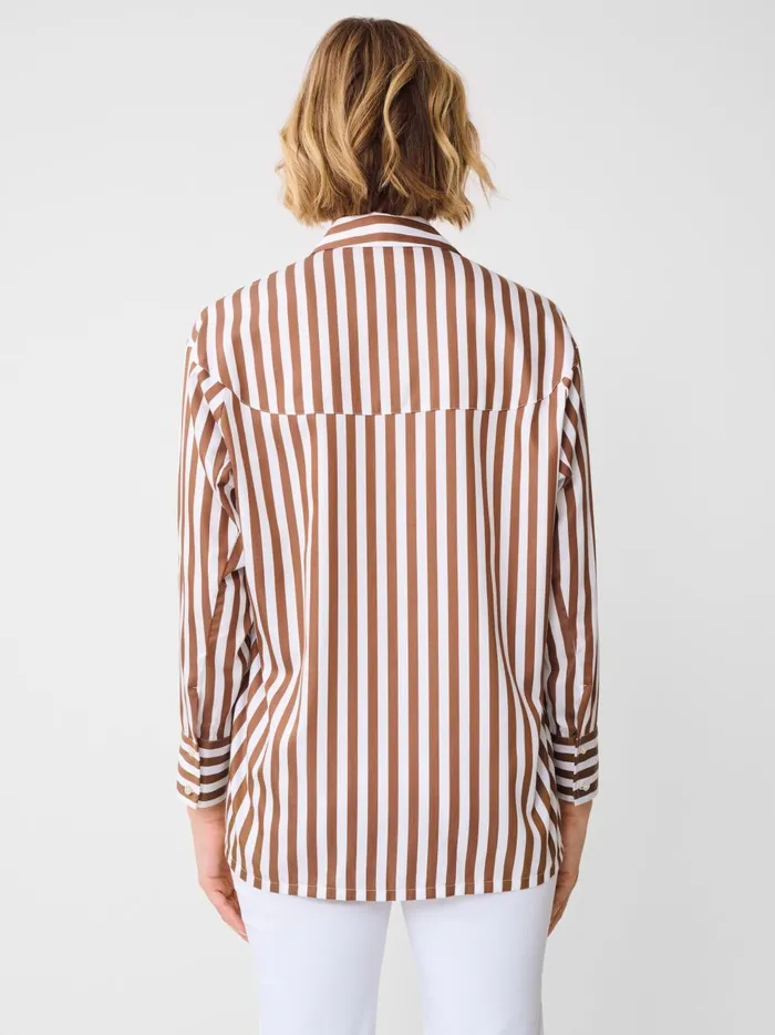 JMclaughlin Alexis Shirt In Stripe Brownwhite Women Shirts and Tops JMclaughlin Alexis Shirt In Stripe Brownwhite Women Shirts and Tops