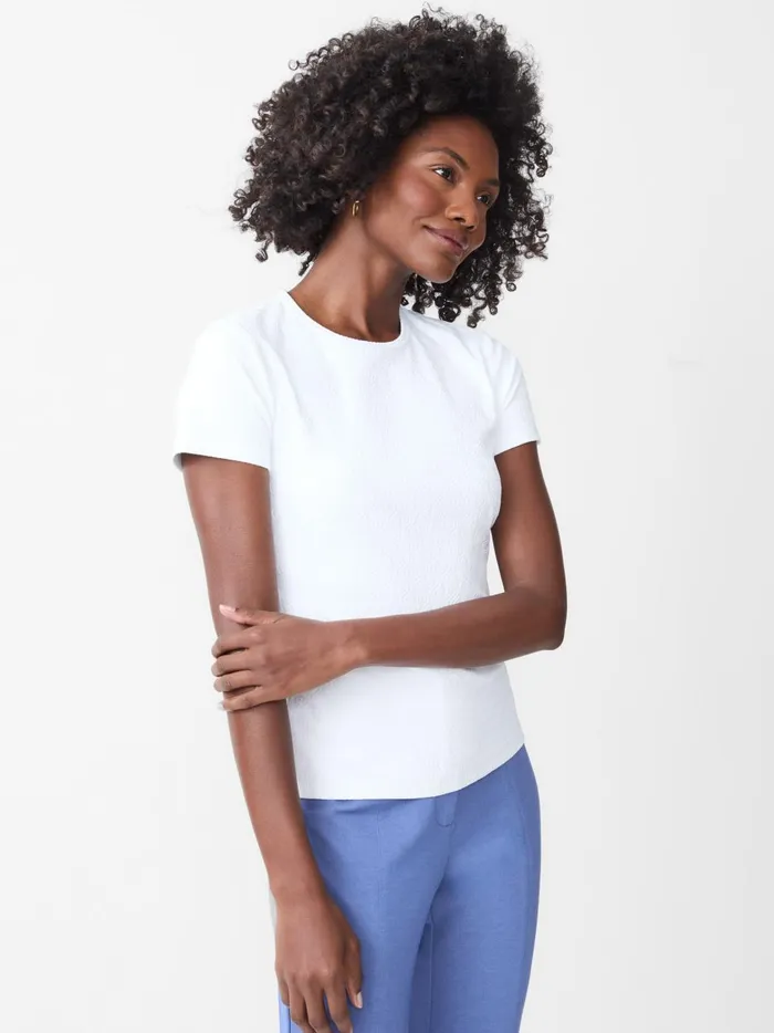 JMclaughlin Allie Cap Sleeve Tee In Riptide Jacquard White Women Shirts and Tops JMclaughlin Allie Cap Sleeve Tee In Riptide Jacquard White Women Shirts and Tops