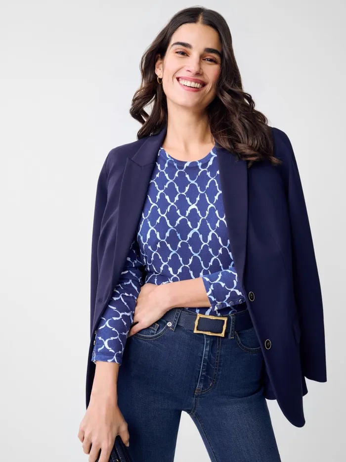 JMclaughlin Anilee Sweater In Mega Palm Spring Navychambray Women Sweaters JMclaughlin Anilee Sweater In Mega Palm Spring Navychambray Women Sweaters