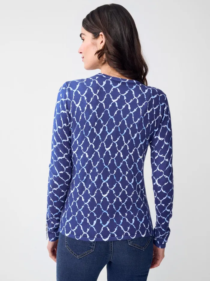 JMclaughlin Anilee Sweater In Mega Palm Spring Navychambray Women Sweaters JMclaughlin Anilee Sweater In Mega Palm Spring Navychambray Women Sweaters