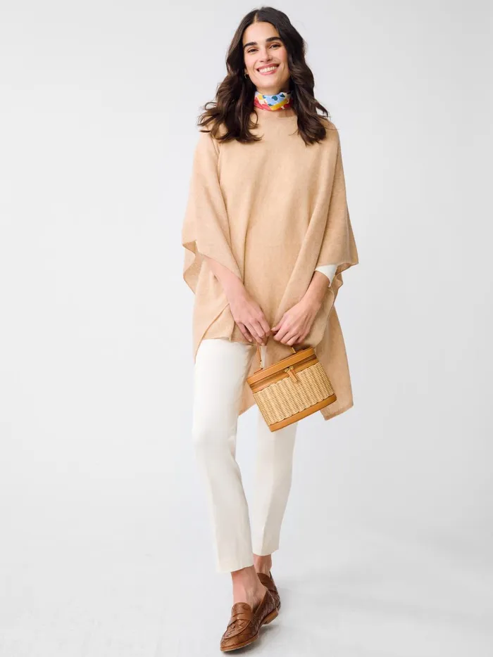 JMclaughlin Bree Cashmere Poncho Heather Camel Women Jackets and Outerwear