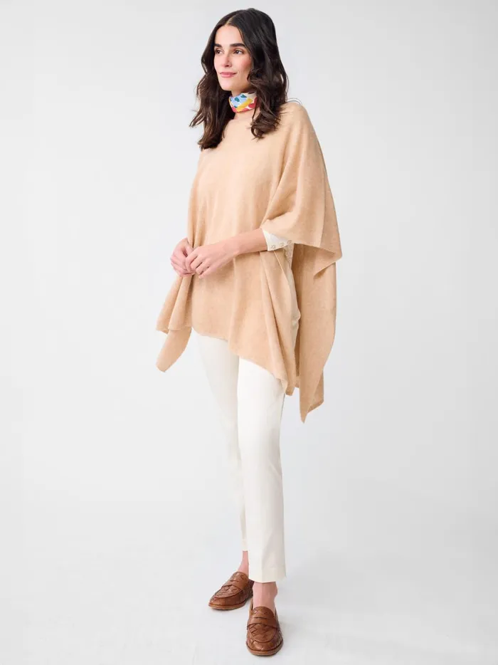 JMclaughlin Bree Cashmere Poncho Heather Camel Women Jackets and Outerwear