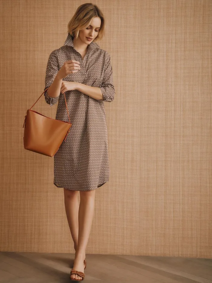 JMclaughlin Cagney Dress In Micro City Windows Brownoff White Women Dresses