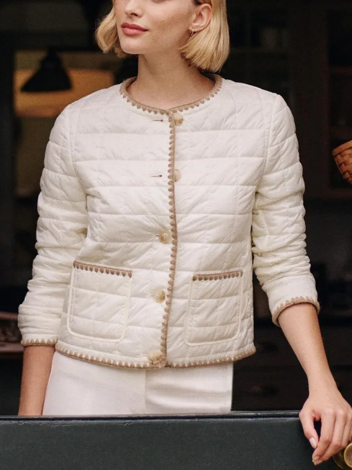 JMclaughlin Danica Puffer Jacket Egret White Women Jackets and Outerwear