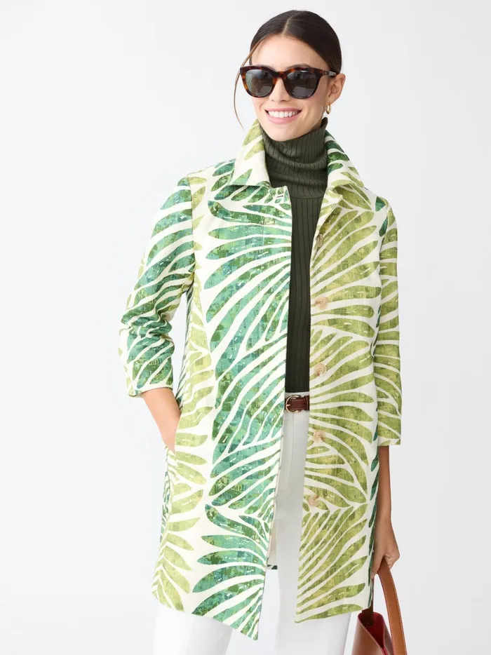 JMclaughlin Deirdre Coat In Textured Grand Palm Green Women Jackets and Outerwear