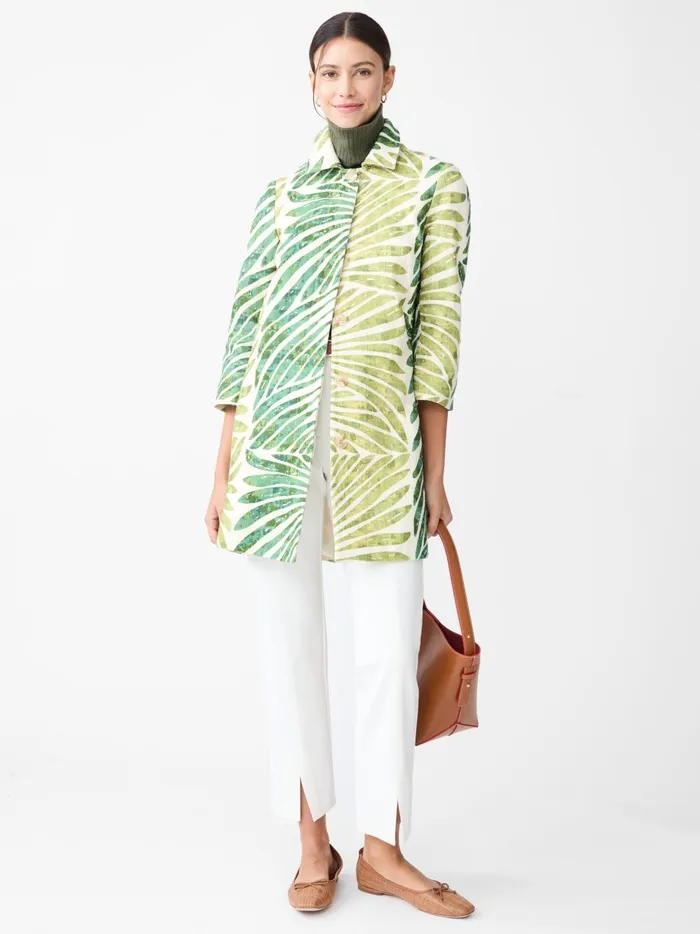JMclaughlin Deirdre Coat In Textured Grand Palm Green Women Jackets and Outerwear