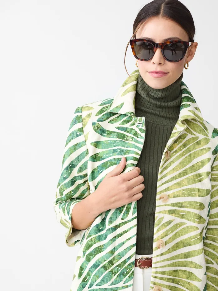 JMclaughlin Deirdre Coat In Textured Grand Palm Green Women Jackets and Outerwear