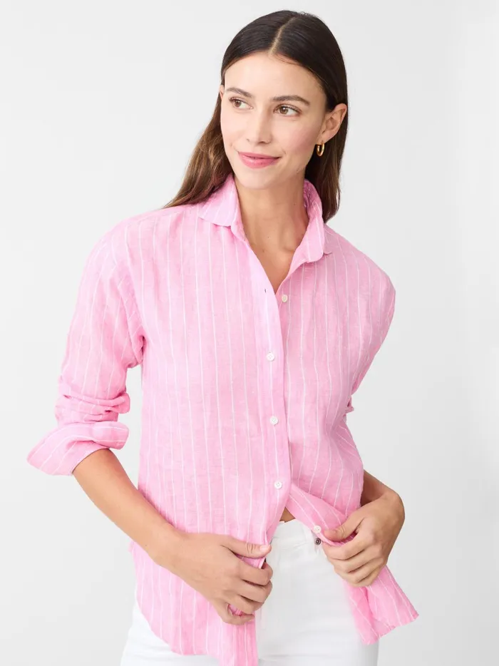 JMclaughlin Finn Linen Shirt In Stripe Pinkwhite Women Shirts and Tops JMclaughlin Finn Linen Shirt In Stripe Pinkwhite Women Shirts and Tops