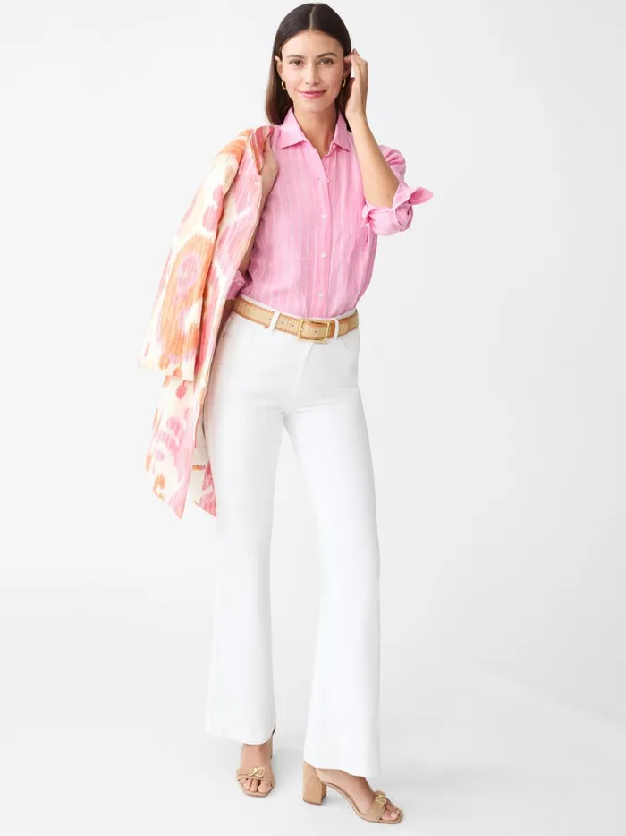 JMclaughlin Finn Linen Shirt In Stripe Pinkwhite Women Shirts and Tops JMclaughlin Finn Linen Shirt In Stripe Pinkwhite Women Shirts and Tops