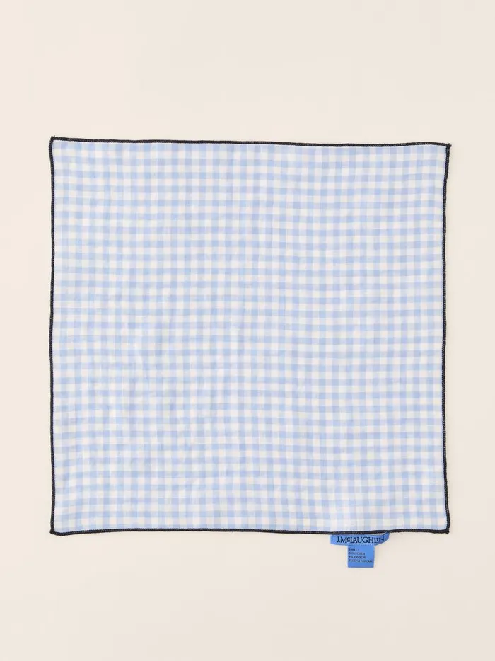 JMclaughlin Linen Pocket Square In Gingham Bluewhite Men Pocket Squares JMclaughlin Linen Pocket Square In Gingham Bluewhite Men Pocket Squares