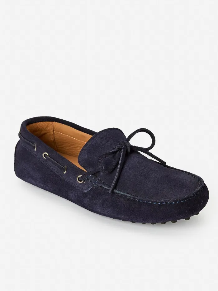JMclaughlin Linus Suede Driving Moccasins Navy Men Shoes