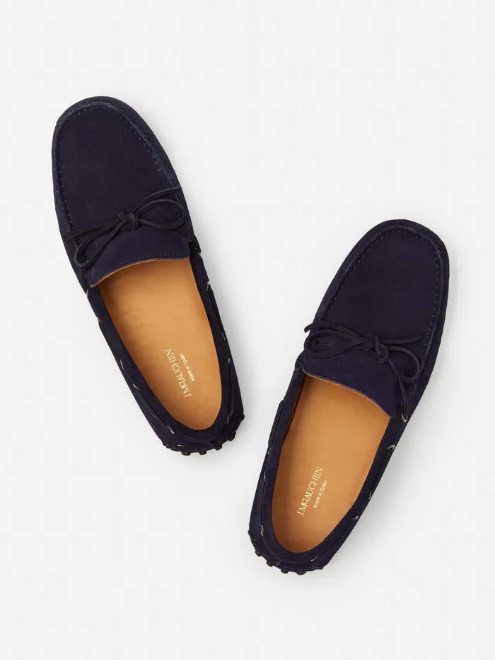 JMclaughlin Linus Suede Driving Moccasins Navy Men Shoes