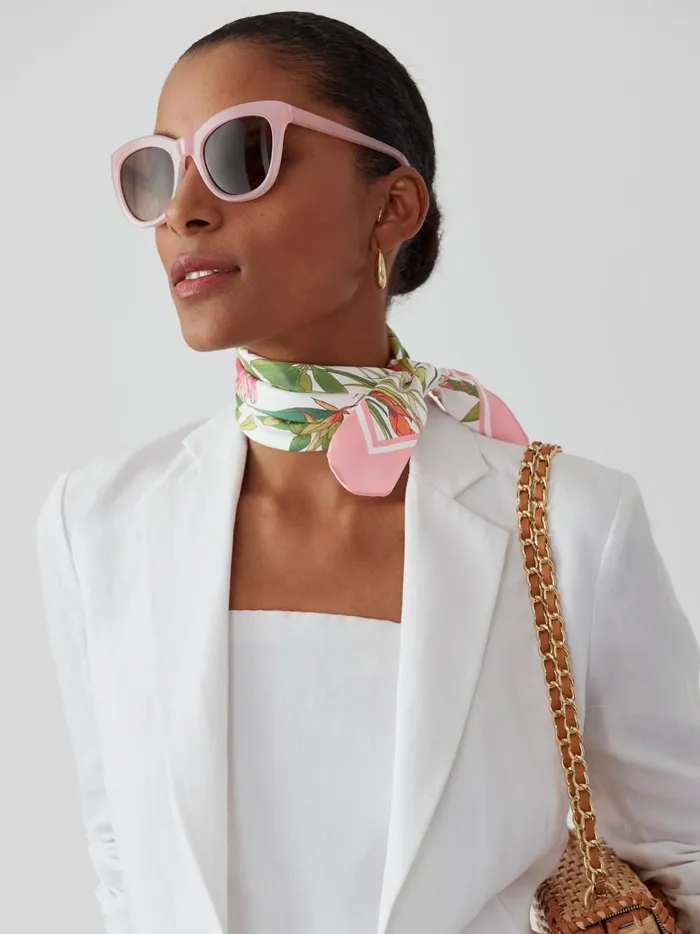 JMclaughlin Nikka Silk Scarf In Mangrove Idyll Whitemulti Women Scarves