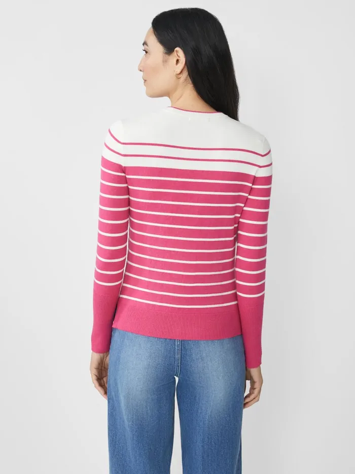 JMclaughlin Poet Sweater In Stripe Off Whiteraspberry Women Sweaters JMclaughlin Poet Sweater In Stripe Off Whiteraspberry Women Sweaters