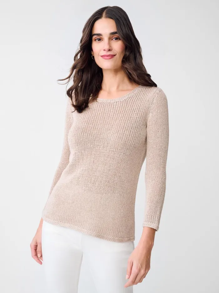 JMclaughlin Raelyn Linen Blend Sweater Heather Sand Women Sweaters