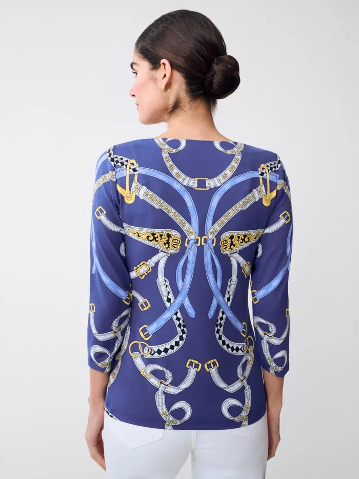 JMclaughlin Wavesong Tee In Chevalier Navylight Blue Women Shirts and Tops